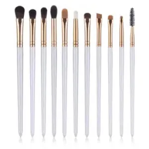 11 Pcs UNIMEIX White Eye Makeup Brushes, Pearl Black Eyeshadow Makeup Brushes Set