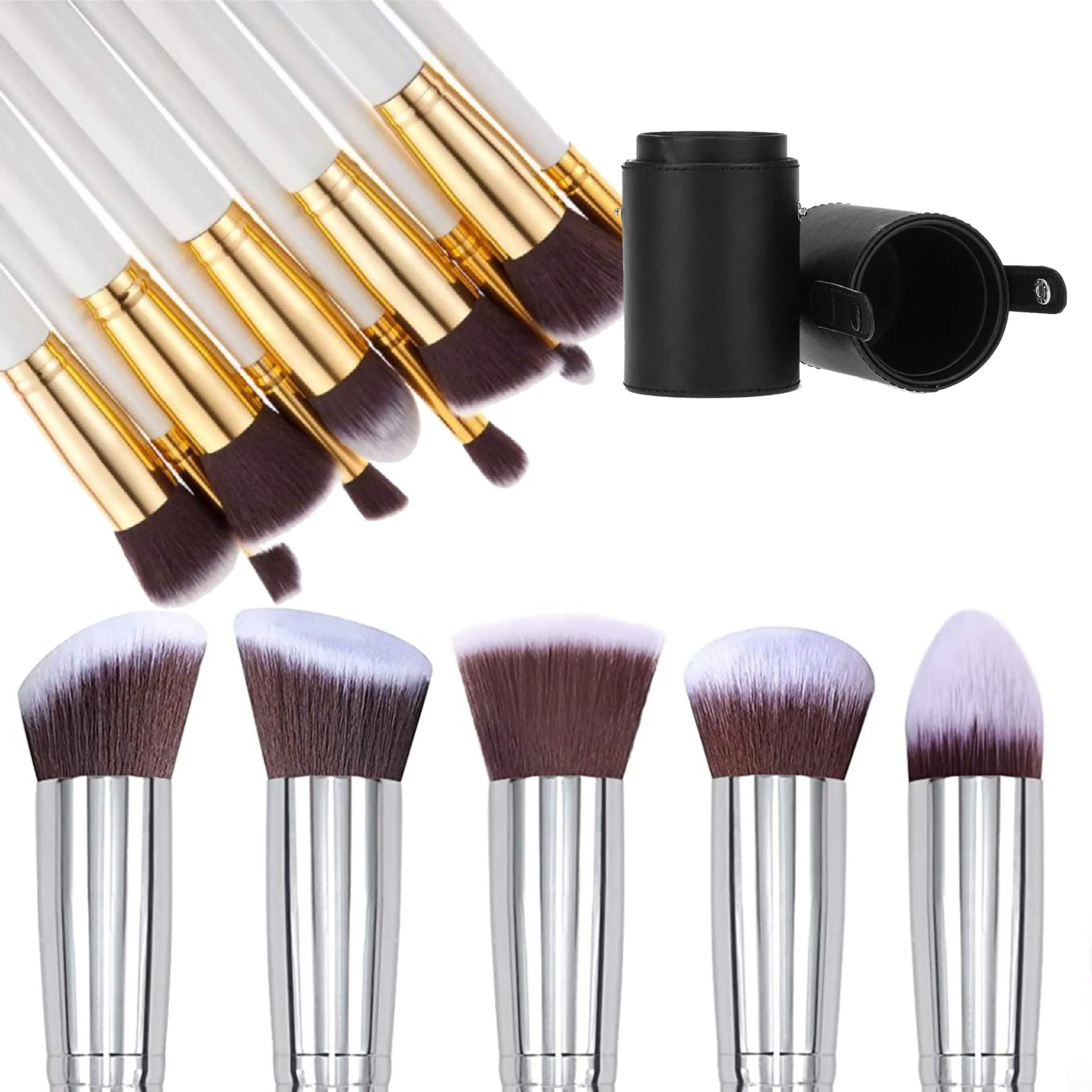 12 Pcs Makeup Brushes Set with Holder, Make Up Brush Set with Case - White