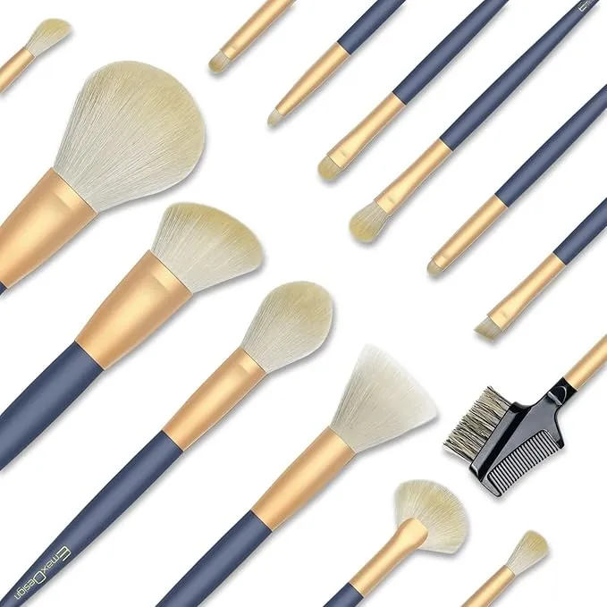 15 Pcs EmaxDesign Makeup Brush Set, Professional Makeup Brush, Premium Synthetic Cosmetic Brushes