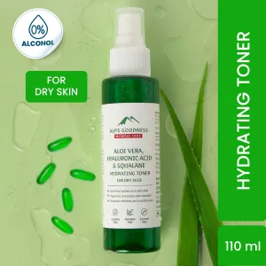 Alps Goodness Aloe Vera Squalane and Hyaluronic Acid Hydrating Toner (110 ml)| Hydrating Toner| Pore Minimizing Toner| Pore Tightening Toner| Silicone Free| Sulphate Free| Paraben Free| Vegan