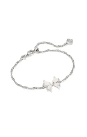 Blair Bow Small Delicate Chain Bracelet in Rhodium Iridescent Drusy