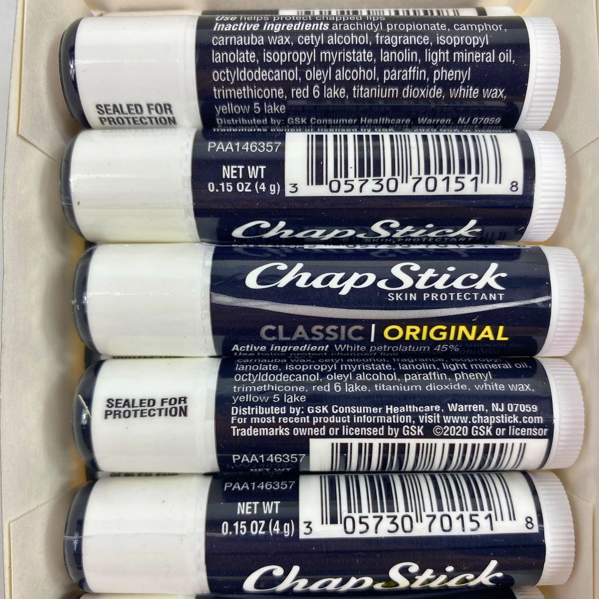 Chapstick Skin Protectant Classic Original 0.15OZ (120 Pcs Lot)