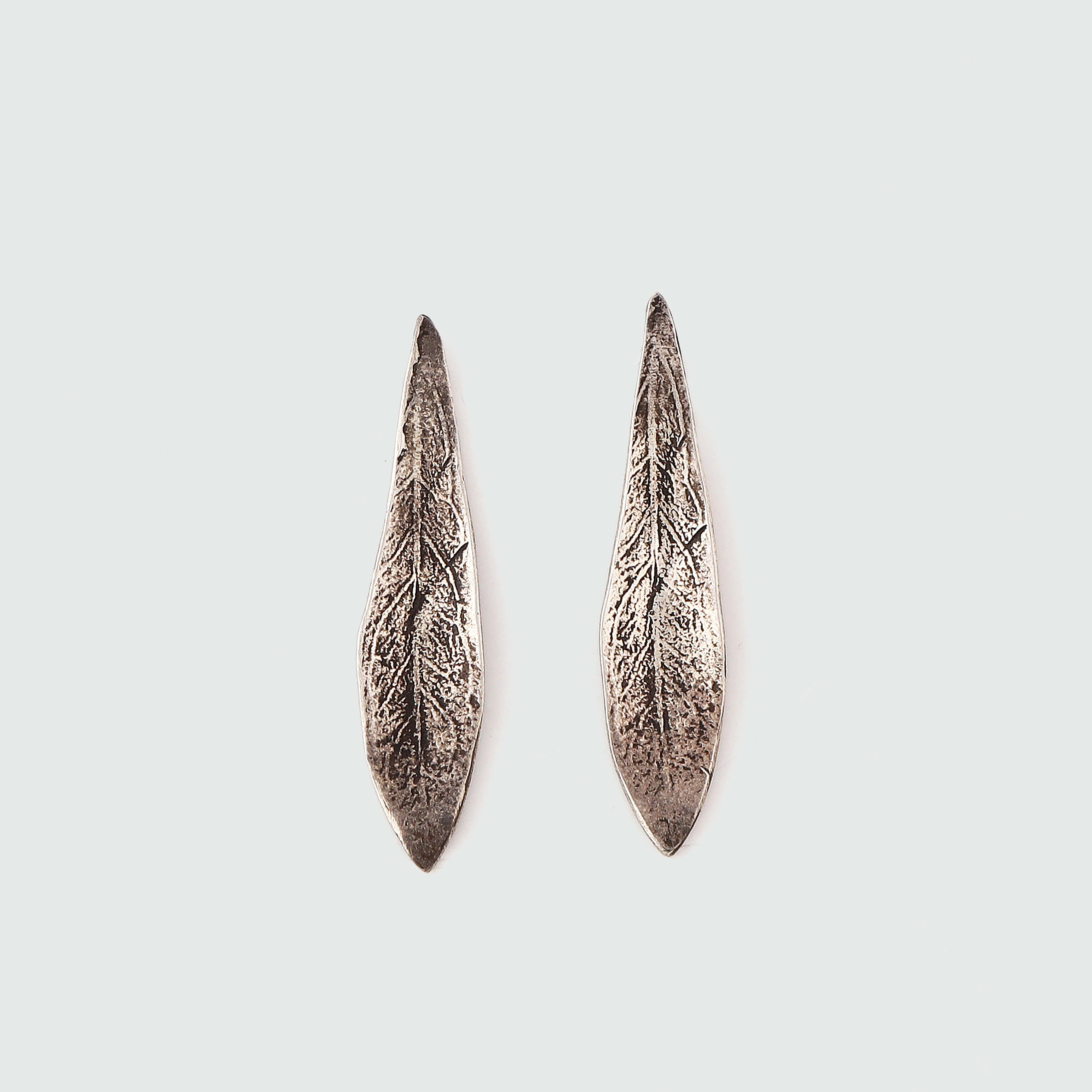 Delicate olive leaves - earrings - silver 925 - black oxidation