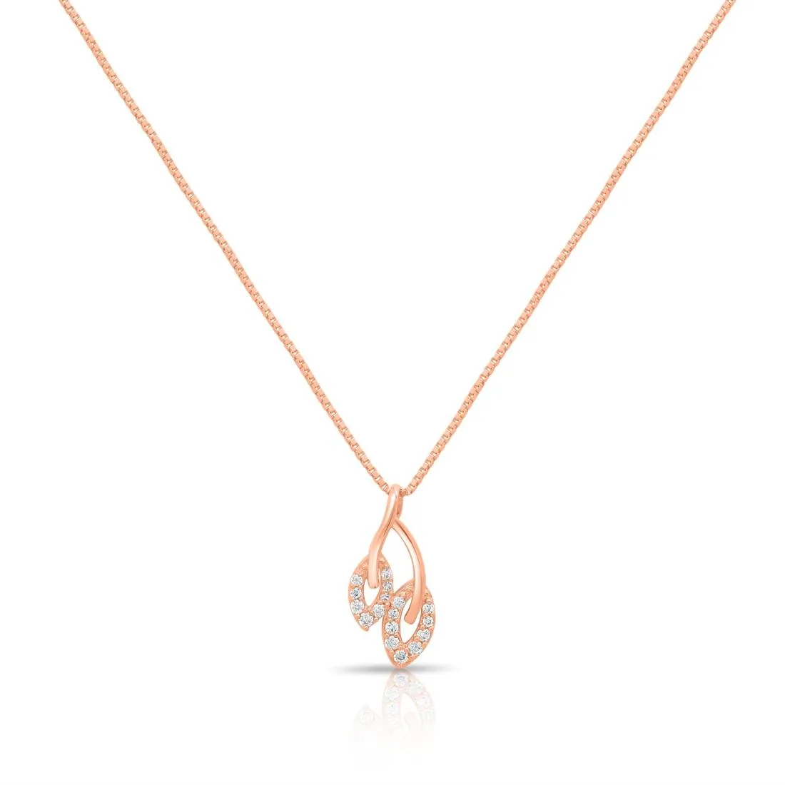 Delicate Rose Gold-Plated CZ 925 Sterling Silver Leaf Pendant