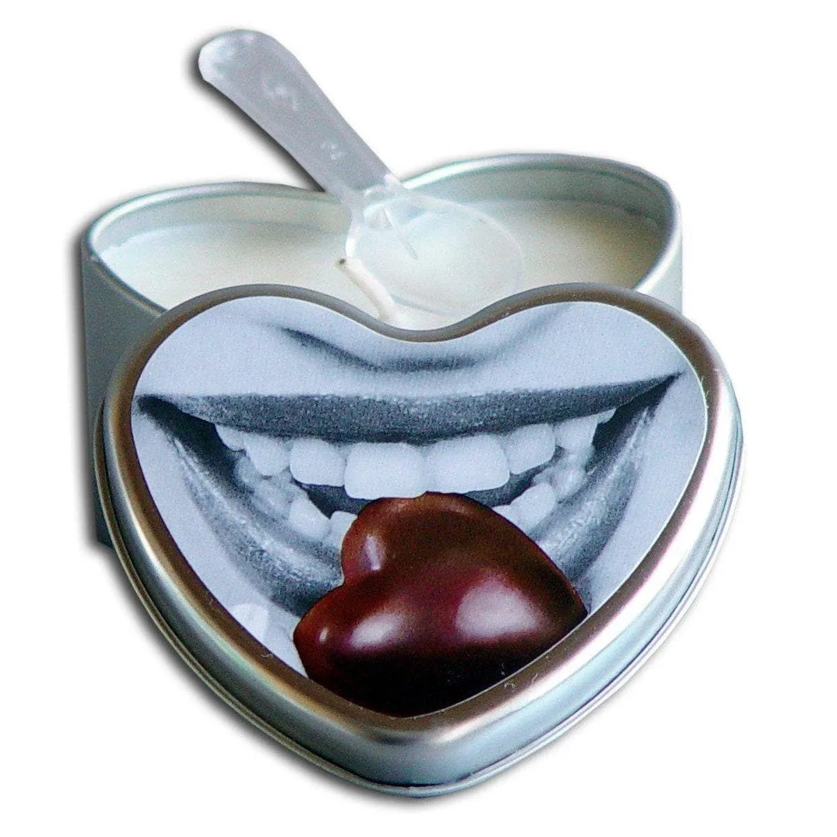 Earthly Body Heart-Shaped Hemp Seed Edible Massage Candle Chocolate 4 Oz