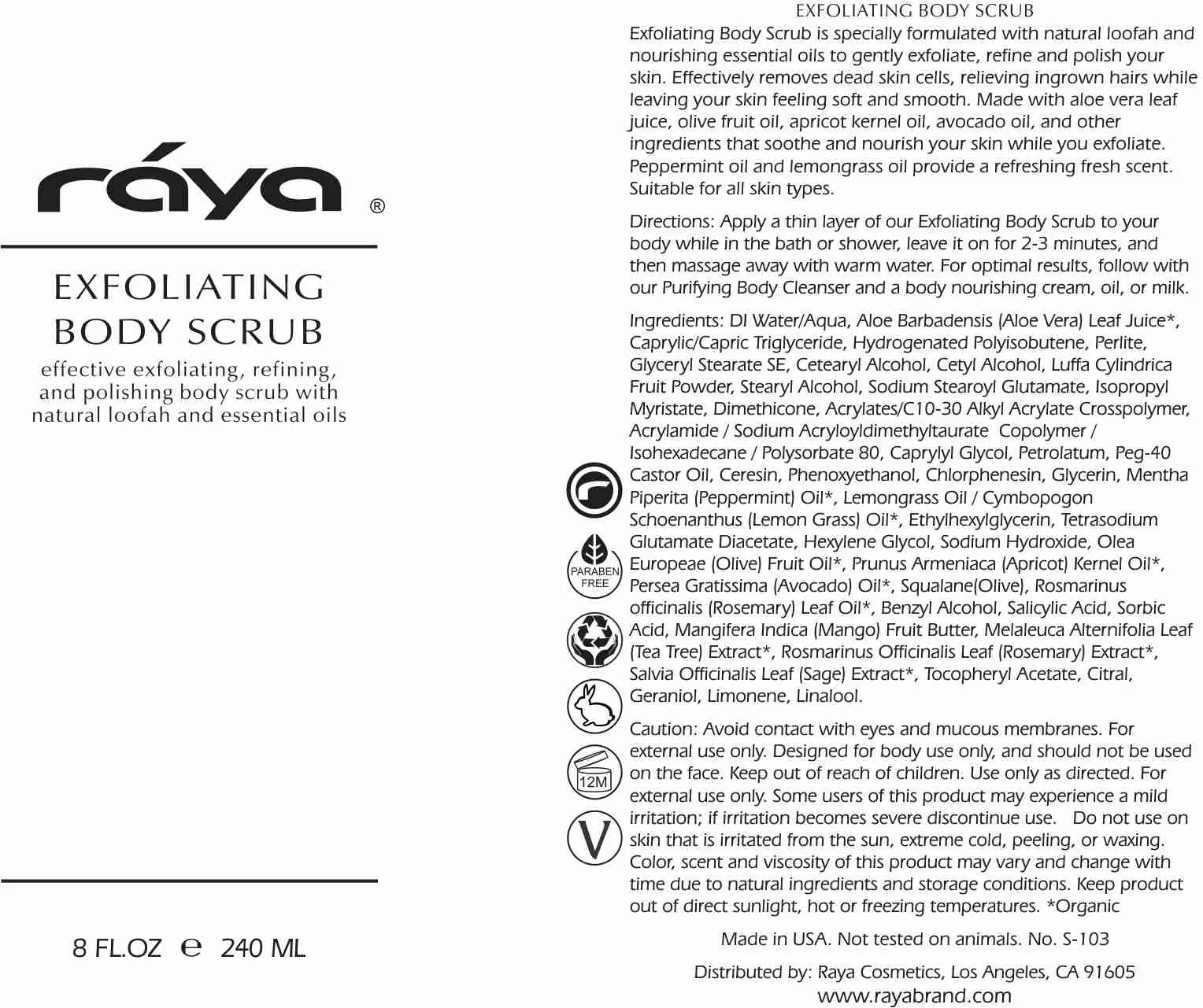 EXFOLIATING BODY SCRUB (S-103) RAYA SPA