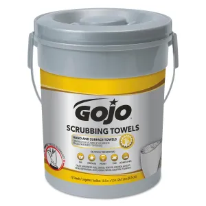 GOJO Scrubbing Towels, Hand Cleaning, Silver/Yellow, 10 1/2 X 12, 72/Bucket - GOJ639606EA