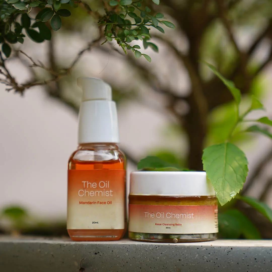 Kesar Glow Routine Combo | Kesar Cleansing Balm & Mandarin Face Oil for Bright, Radiant Skin