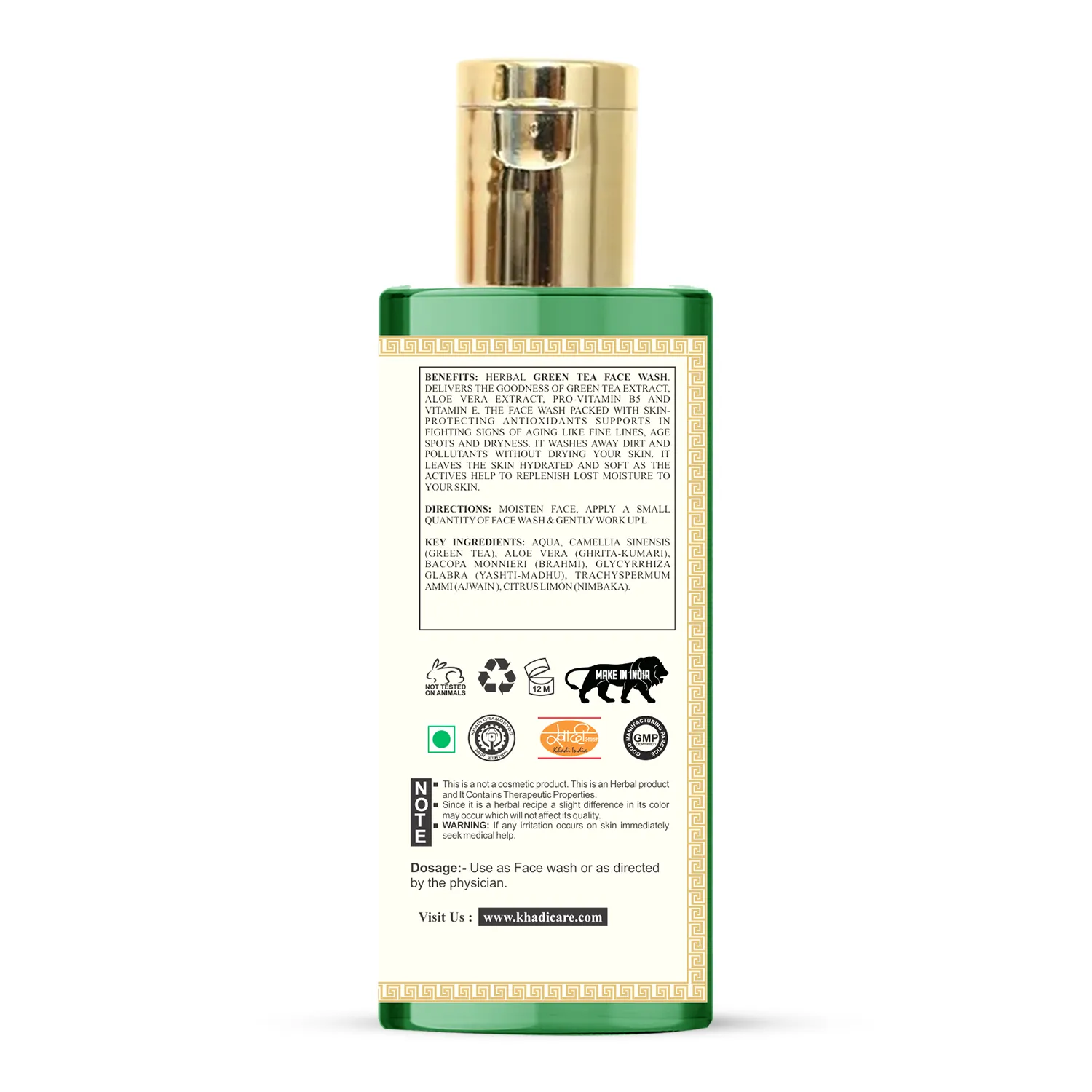 Khadi Care Herbal Green Tea Face Wash  - Pack of 2 - Each 210 ml