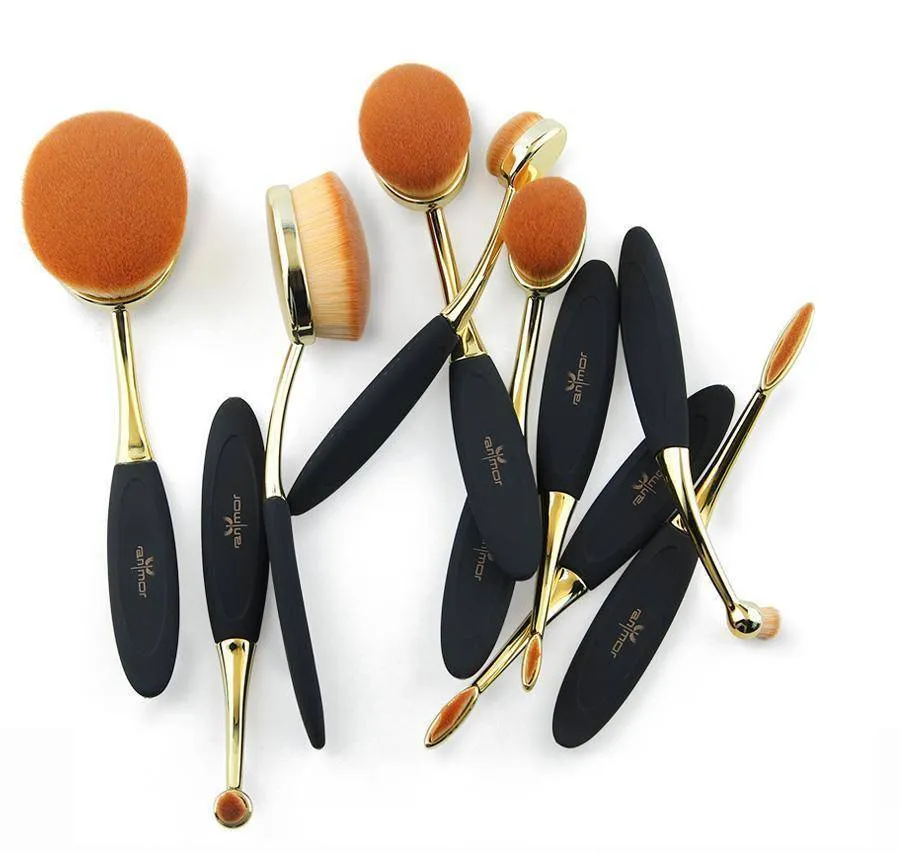 Oval Makeup Brush Professional 10Pcs Rose Gold