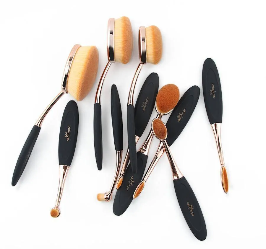 Oval Makeup Brush Professional 10Pcs Rose Gold