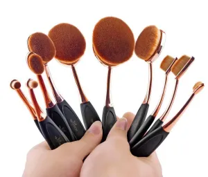 Oval Makeup Brush Professional 10Pcs Rose Gold