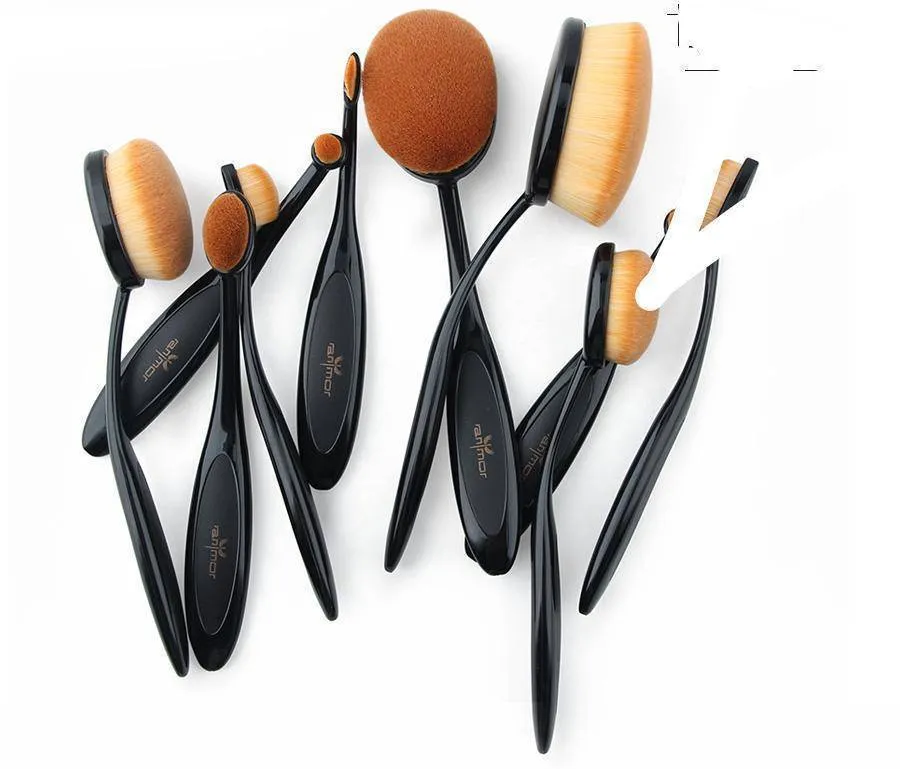 Oval Makeup Brush Professional 10Pcs Rose Gold