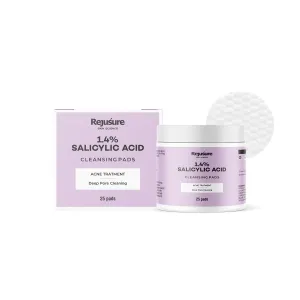 Rejusure 1.4% Salicylic Acid Cleansing Pads with Salicylic Acid & Menthol - Acne Treatment & Deep Pore Cleaning | Reduce Blackheads & Excess Oil | Acne Prone & Oily Skin | Women & Men | - 25 Pads