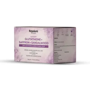 Rejusure Glutathione, Saffron & Sandalwood Soap | Skin Brightening & Nourishing Bath Bars | Gentle Cleansing with Natural Ingredients | 75g Each | For all skin type | Pack of 3