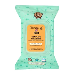 SHOOKY Complete Cleansing Towelettes -  Aloe Vera & Lemon (20 Pre-Wet Towelettes)