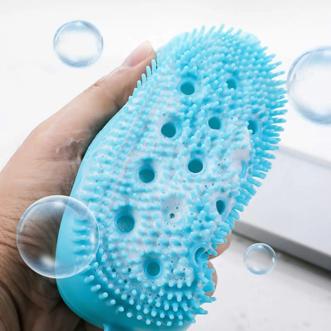 Silicone Body Scrubber Bath Sponge - 2 in 1 Exfoliating Body Brush Loofah Shower Sponge for Women Men and kids