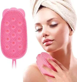 Silicone Body Scrubber Bath Sponge - 2 in 1 Exfoliating Body Brush Loofah Shower Sponge for Women Men and kids