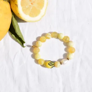 Yellow Agate with Handpainted Ceramic Lemon